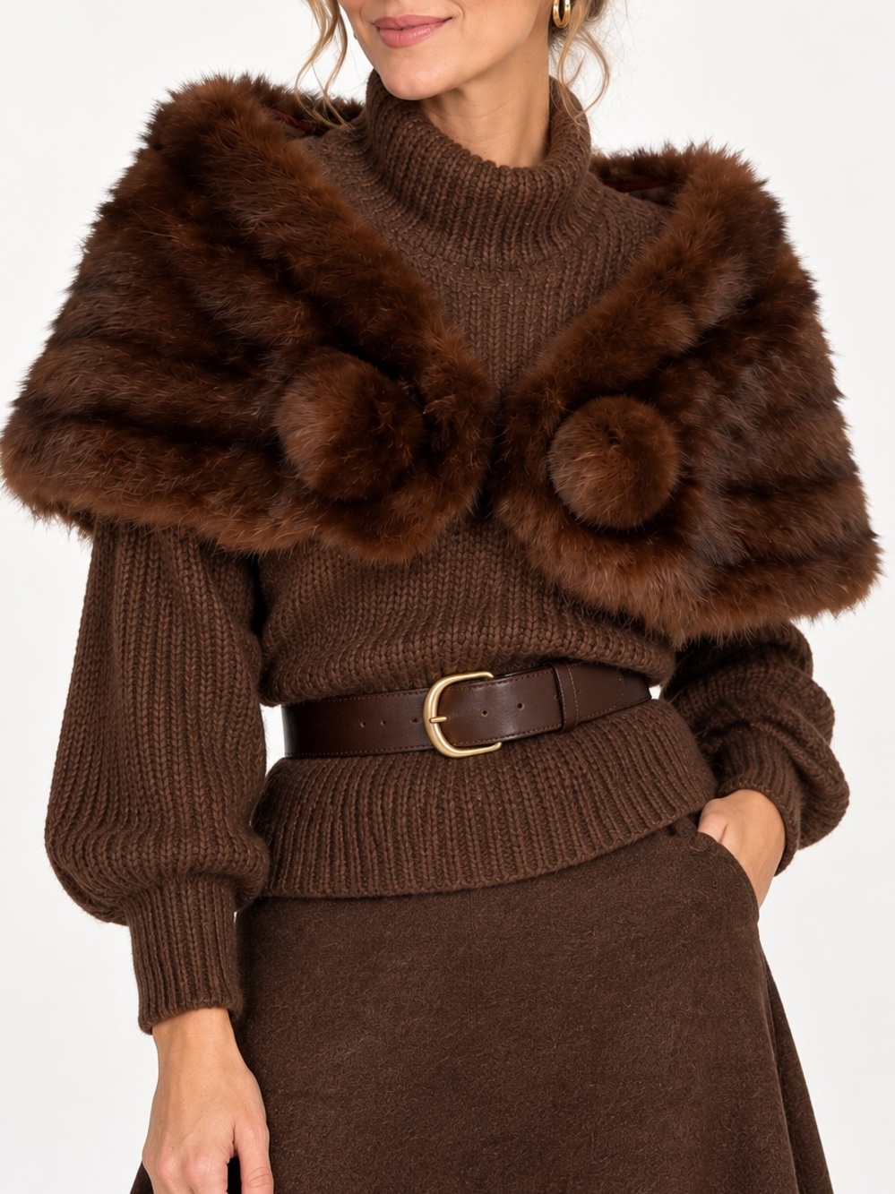 Vintage Genuine Mink Fur Stole Capelet – Rich Brown